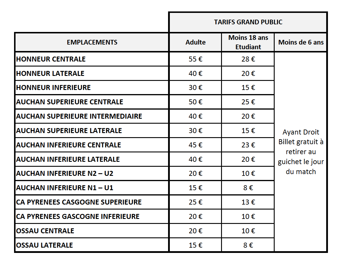 tarifs quart finale challenge gp